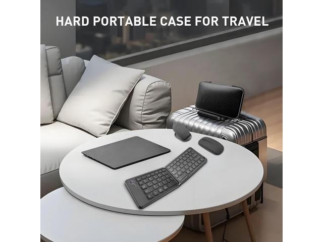 Foldable Keyboard and Mouse, Folding Keyboard Mouse Combo with Travel Case,Bluetooth Portable Mouse Keyboard for iPads Laptop Tablets-Black