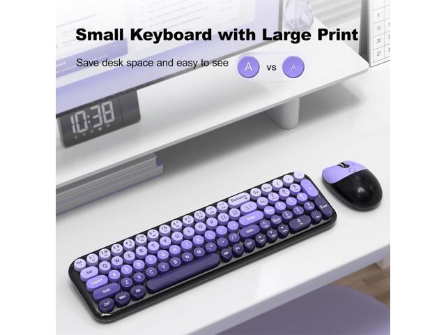 Wireless Keyboard and Mouse Combo, Portable Retro Keyboard with Compact Size, 2 in 1 USB Connected Mouse for Windows 7/8/10, Laptop, Desktop, PC,...