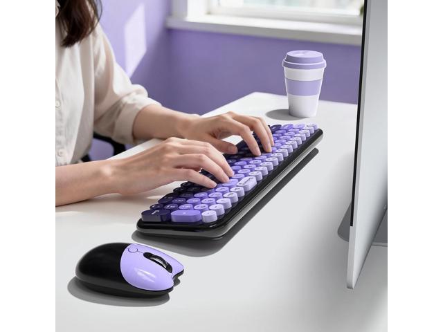 Wireless Keyboard and Mouse Combo, Portable Retro Keyboard with Compact Size, 2 in 1 USB Connected Mouse for Windows 7/8/10, Laptop, Desktop, PC,...
