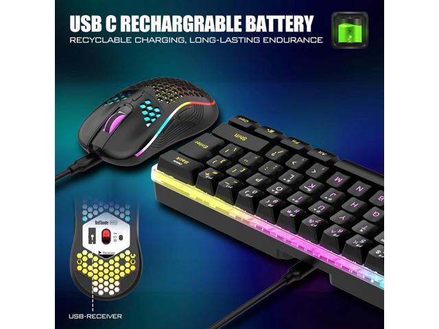 RedThunder 60% Wireless Gaming Keyboard & Mouse Combo with Rechargeable Battery, Ultra-Compact Small RGB Mechanical Feel Keyboard, Ergonomic...
