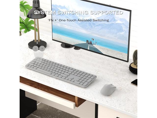 Wireless Keyboard and Mouse Combo, 110 Round Quiet Keys, Adjustable Optical Mouse, Share 1xUSB Receiver, Power Switch, for Windows Mac(Gray)