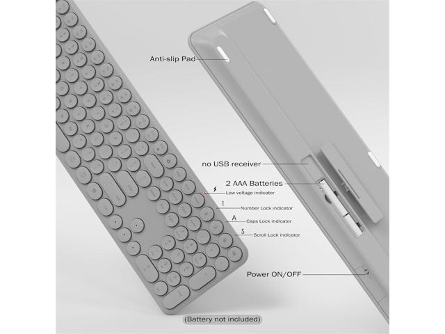 Wireless Keyboard and Mouse Combo, 110 Round Quiet Keys, Adjustable Optical Mouse, Share 1xUSB Receiver, Power Switch, for Windows Mac(Gray)