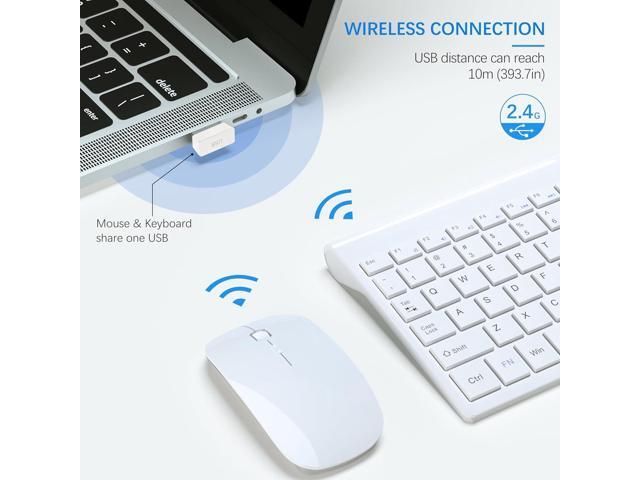 Wireless Keyboard and Mouse Ultra Slim Combo, TopMate 2.4G Silent Compact USB 2400DPI Mouse and Scissor Switch Keyboard Set with Cover, Batteries...