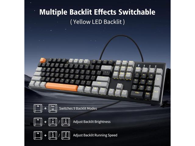 E-YOOSO Z-14 Wired Mechanical Gaming Keyboard 104 Key, Brown Switches Hot Swappable Full-Size Office Work Computer Keyboards, Solid Yellow Backlit...