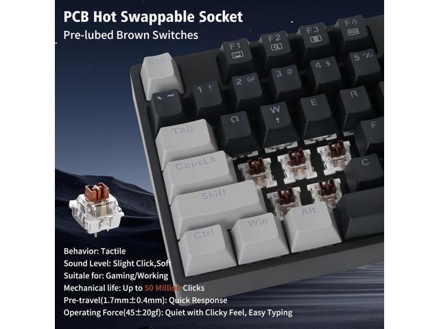 E-YOOSO Z-14 Wired Mechanical Gaming Keyboard 104 Key, Brown Switches Hot Swappable Full-Size Office Work Computer Keyboards, Solid Yellow Backlit...