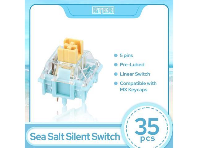 EPOMAKER Silent Mechanical Keyboard Switches Set - 35 Pieces Factory Pre-Lubed, 5-Pin Linear/Tactile Switches for Custom Mechanical Keyboards (Sea...