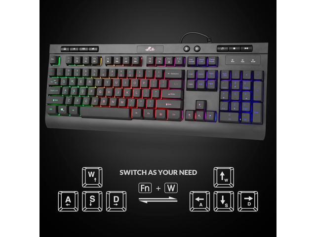Rii Wired Gaming Keyboard and Mouse Combo,Mechanical Feel Full Size LED Keyboard,RGB 2400 DPI Mice, for Gaming or Working/Office(RK900 Pro)