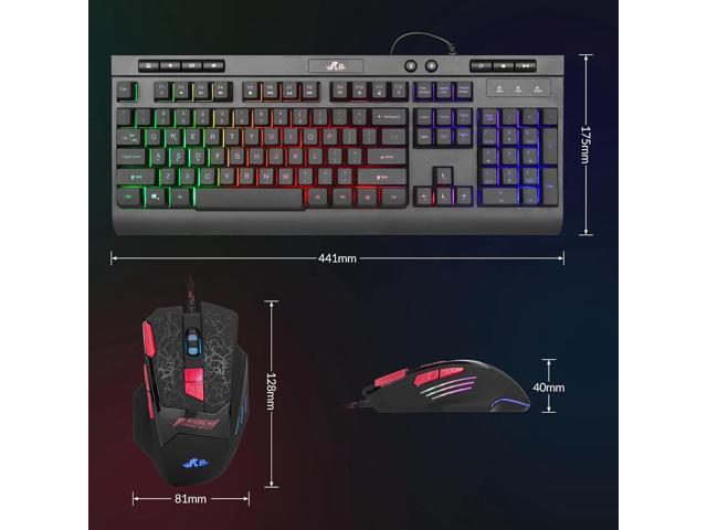 Rii Wired Gaming Keyboard and Mouse Combo,Mechanical Feel Full Size LED Keyboard,RGB 2400 DPI Mice, for Gaming or Working/Office(RK900 Pro)