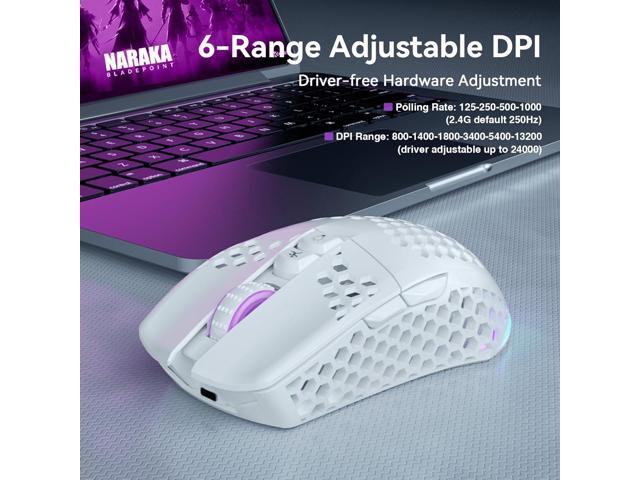 SOLAKAKA SM600 White Wireless Gaming Mouse,Tri-Modes BT5.1/Type-C Wired/2.4G Wireless Mouse with 2 Side Buttons, Programmable Macro Gamer Mouse...