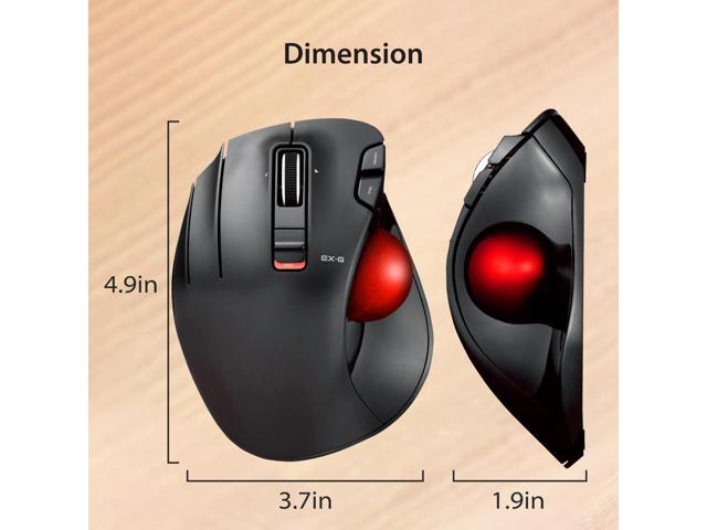 ELECOM EX-G Left Handed Trackball Mouse, 2.4 GHz USB Wireless, Ergonomic, Thumb Control, Tracking Roller Ball, 6 Programmable Buttons, Tilt Scroll
