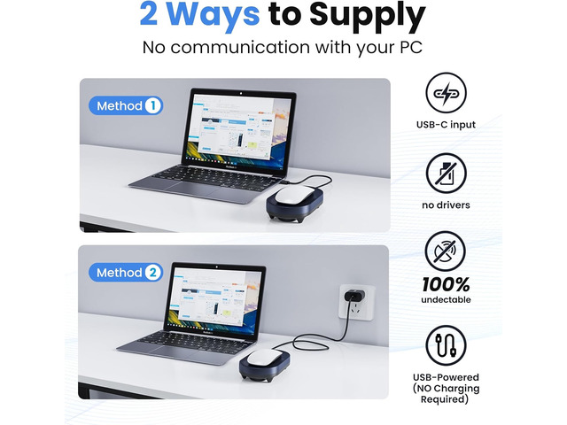 HONKID Undetectable Mouse Jiggler - Auto Mover with On/Off Switch & USB Port, No Software Needed, Prevent Sleep/Lock for Home Office &...