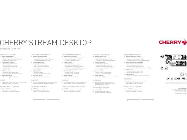 CHERRY Stream Desktop, Wireless Keyboard & Mouse Combo, 2.4 GHz Connection, Quiet Keys, Slim Design, Comfortable Writing, Battery-Powered, QWERTY,...