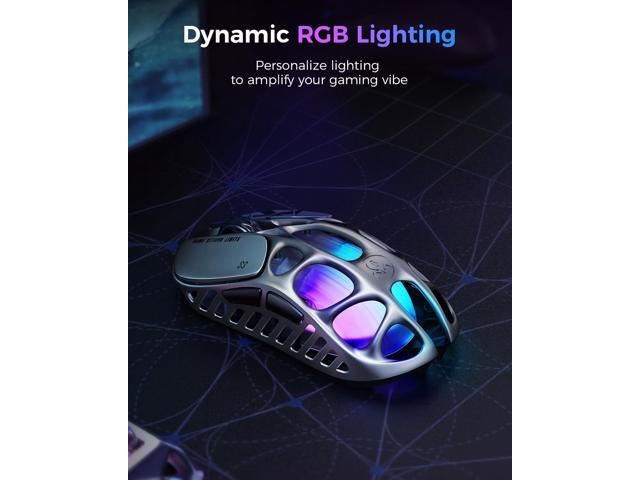 GravaStar Mercury X Wireless Gaming Mouse 32,000 DPI PAW 3950 Sensor, 1000Hz Polling Rate, Only 49g, Magnesium Alloy Hollow Frame, RGB Lighting, 5...