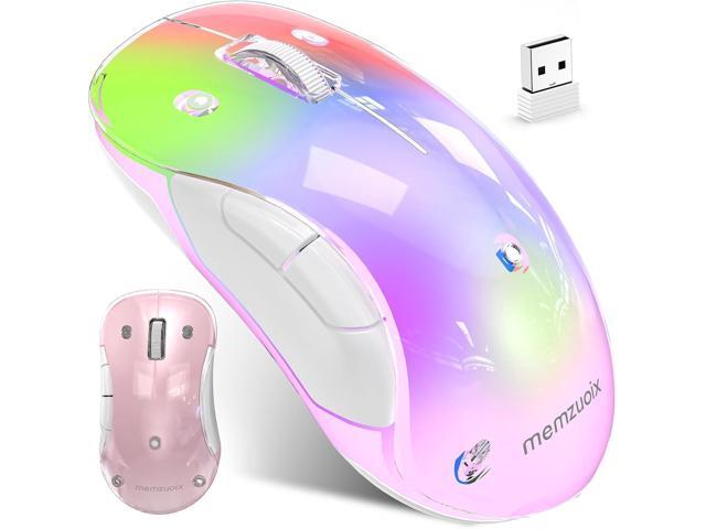 memzuoix 2.4G LED Wireless Mouse, Rechargeable Ergonomic Mouse with Detachable Cover, 1400 DPI Portable Optical Computer Mouse with USB Receiver...