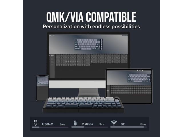 EPOMAKER Split65 QMK/VIA Programmable Keyboard, Wireless Mechanical Keyboard in 2.4Ghz/BT/Type-C, Ergonomic Gaming Keyboard in Split Layout with...