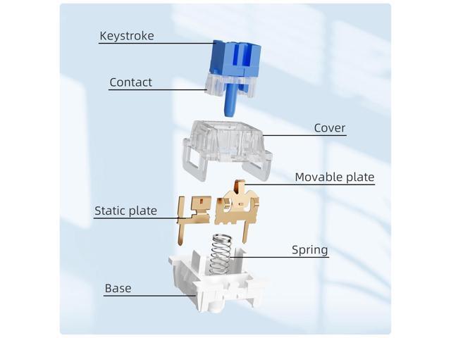Outemu(Gaote) Blue Switches for MX Mechanical Gaming Keyboard,3-Pin 50gf Clicky/RGB/DIY Replaceable/Dustproof Switches(Blue,108pcs)
