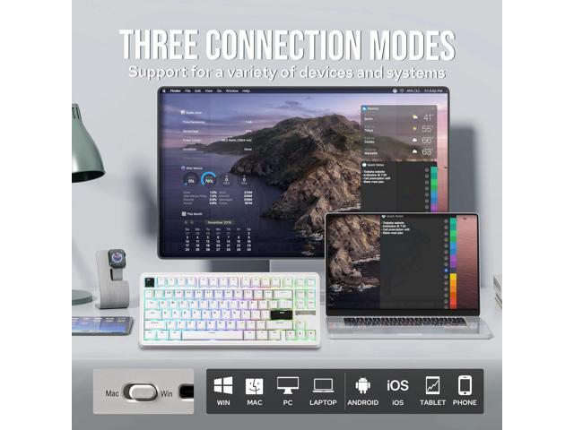 EPOMAKER TH85 QMK/VIA Wireless Gaming Keyboard, BT5.0/2.4GHz/USB-C, Hot Swappable Pre-lubed Custom Milk Blue Tactile Switches, Gasket Creamy...