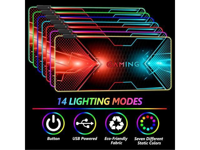 RGB Gaming Mouse Pad, DINKY Large Extended Soft Led Mouse Pad with 14 Lighting Modes, Water Resist Keyboard Pad, Computer Keyboard Mousepads Mat...