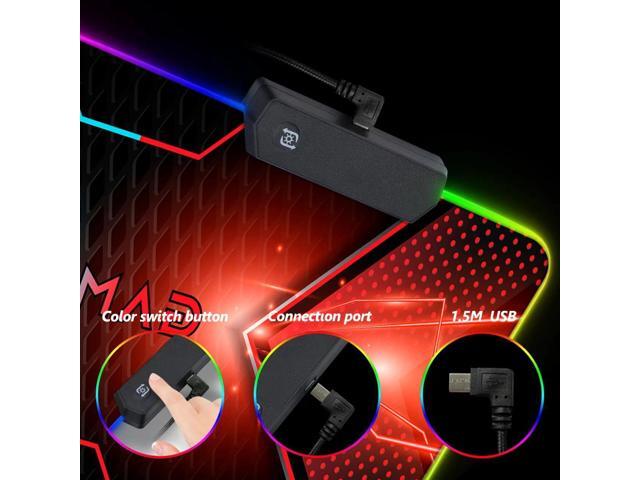 RGB Gaming Mouse Pad, DINKY Large Extended Soft Led Mouse Pad with 14 Lighting Modes, Water Resist Keyboard Pad, Computer Keyboard Mousepads Mat...