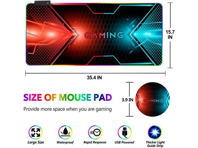 RGB Gaming Mouse Pad, DINKY Large Extended Soft Led Mouse Pad with 14 Lighting Modes, Water Resist Keyboard Pad, Computer Keyboard Mousepads Mat...