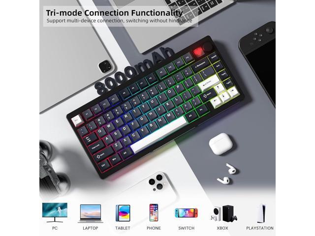 Womier 75% Wireless Mechanical Gaming Keyboard with Knob & Display, Bluetooth 5.0/2.4GHz/USB C Thocky Creamy Keyboard for PC Computer, 8000mAh...