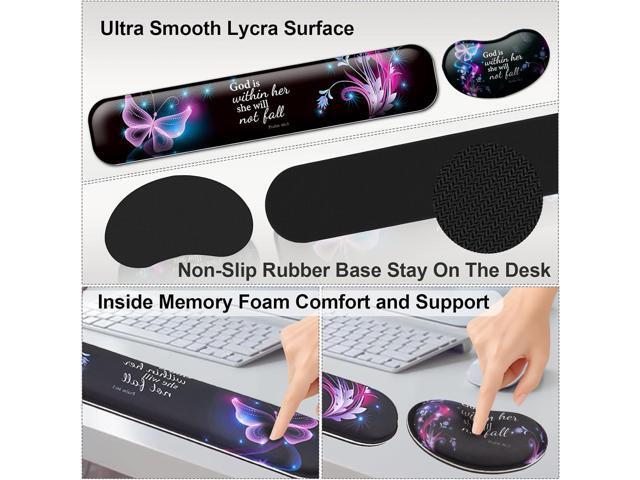 Keyboard Wrist Rest + Mouse Pad with Wrist Support + Desk Mat + Coaster 4 in 1 Set, XXL Large Gaming Mousepad Cute Ergonomic Mouse Pads for Desk...
