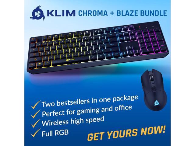KLIM Chroma Wireless Keyboard and Mouse RGB Backlit Gaming Combo, Rechargeable Wireless Keyboard & RGB Mouse, Durable & Ergonomic, Dual USB...