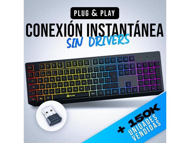 KLIM Chroma Wireless Spanish (España) Keyboard, RGB Backlit Wireless Keyboard, Rechargeable Battery, Quiet, Water-Resistant, Plug & Play for PC,...