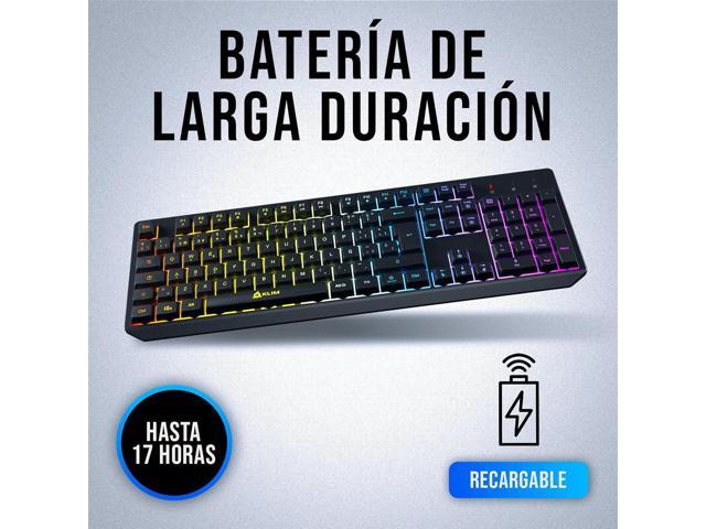 KLIM Chroma Wireless Spanish (España) Keyboard, RGB Backlit Wireless Keyboard, Rechargeable Battery, Quiet, Water-Resistant, Plug & Play for PC,...