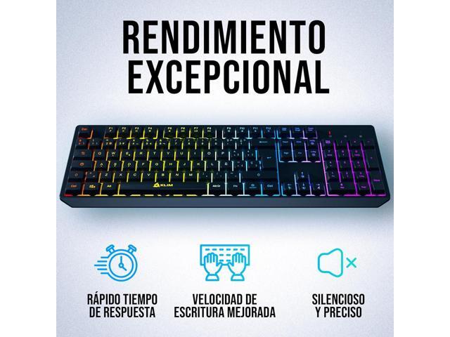 KLIM Chroma Wireless Spanish (España) Keyboard, RGB Backlit Wireless Keyboard, Rechargeable Battery, Quiet, Water-Resistant, Plug & Play for PC,...