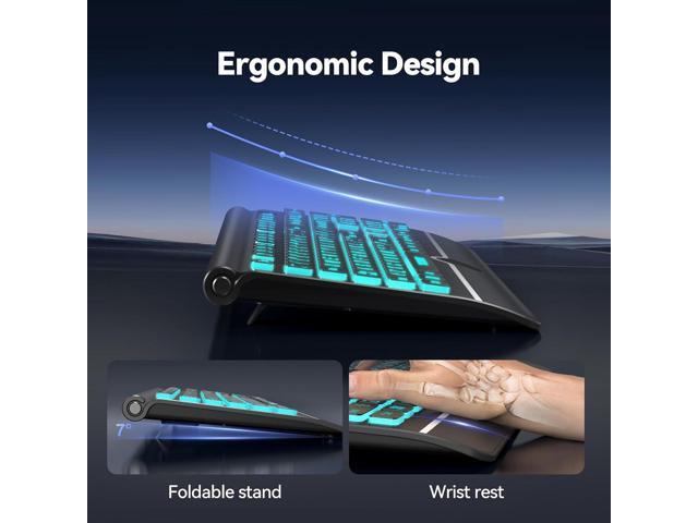TECKNET Large Print Backlit Keyboard, Wired USB-A Computer Keyboard with Wrist Rest, 7-Color Backlit, Oversized Letter Keys Easy to See,...