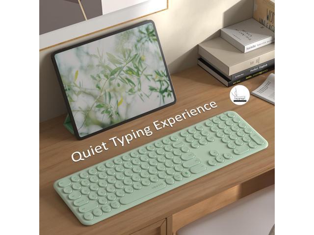 UBOTIE Wireless Green Keyboard, Bluetooth 2.4GHz Dural Mode Connection Scissor Switches Slim Quiet Round Keycaps Full Size Office Computer...