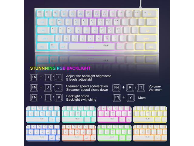 MageGee Mini 60% Gaming Keyboard, Upgrade RGB Backlit 61 Key Ultra-Compact Keyboard, TS91 Ergonomic Waterproof Mechanical Feeling Office Computer...