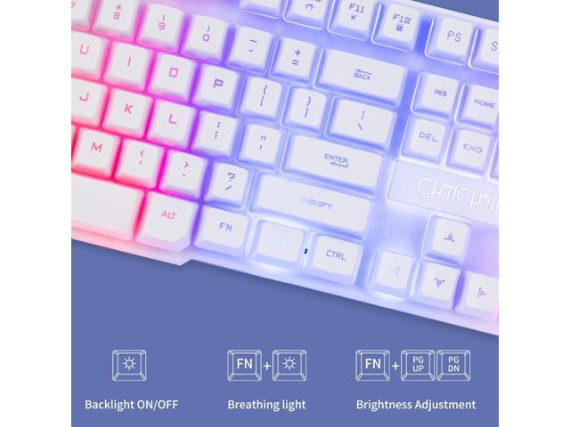 Gaming Keyboard and Mouse Wired CHOCNHOW White Keyboard Rainbow Backlit,Light Up Keys, Multimedia Keys, Waterproof Compatible with PC Laptop Xbox...