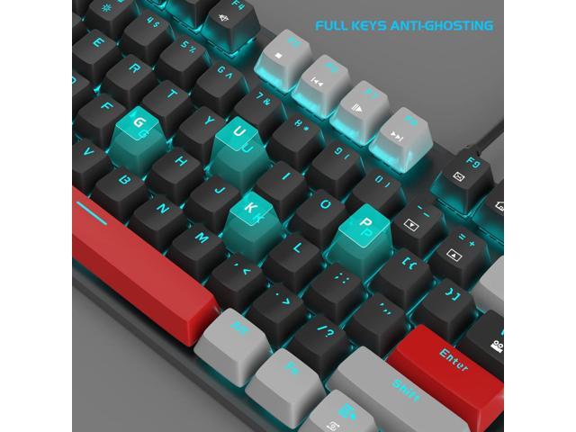 MageGee Mechanical Gaming Keyboard, 104 Keys Blue Backlit Keyboards with Red Switches Double-Shot Keycaps, USB Wired Mechanical Computer Keyboard...