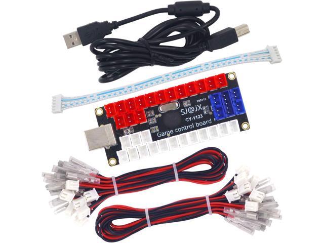 SJ@JX Arcade DIY Kit LED USB Encoder Board Zero Delay Arcade Controller Joystick Button Fight Stick Raspberry Pi Retro Pie MAME 5V LED Power