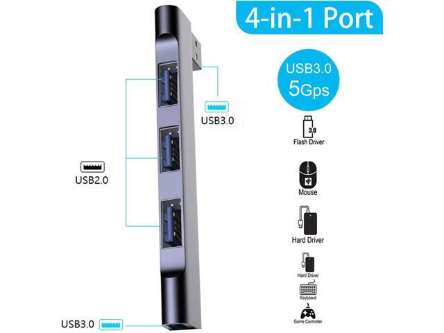 USB Hub for Laptop, USB 3.0 Hub 4-Port, 5Gbps USB Splitter for Laptop, Windows, MacBook, PC, Flash Drives, HDD, Printer, Keyboard, Mouse (Left-Side...