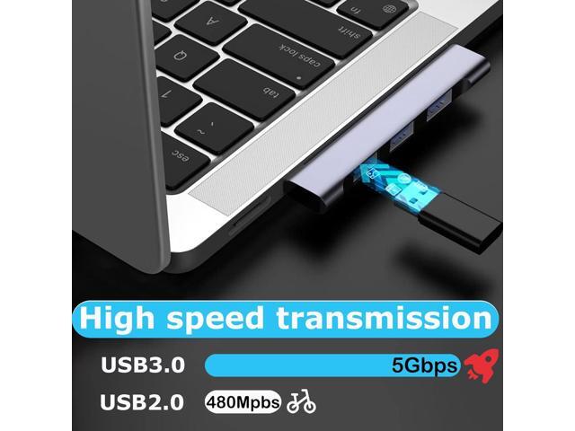 USB Hub for Laptop, USB 3.0 Hub 4-Port, 5Gbps USB Splitter for Laptop, Windows, MacBook, PC, Flash Drives, HDD, Printer, Keyboard, Mouse (Left-Side...