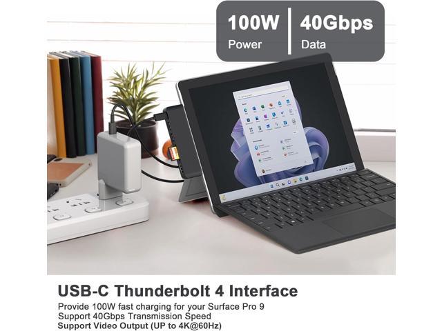 Surface Pro 9/Pro 11 Hub Docking Station Multi Port 6-in-2 with Thunerbolt4 USBC 4K Display 40Gbps Data PD Charging HDMI USB3.0 microSD TF SD...