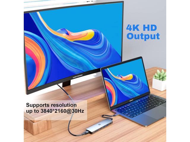 TOTU USB C Hub, 7 in 1 USB C Dock with 4K HDMI, 2 USB 3.0, USB C 3.0, 100W Type C PD, SD/TF Card Slot for MacBook Pro/Air and Other Type C Laptops
