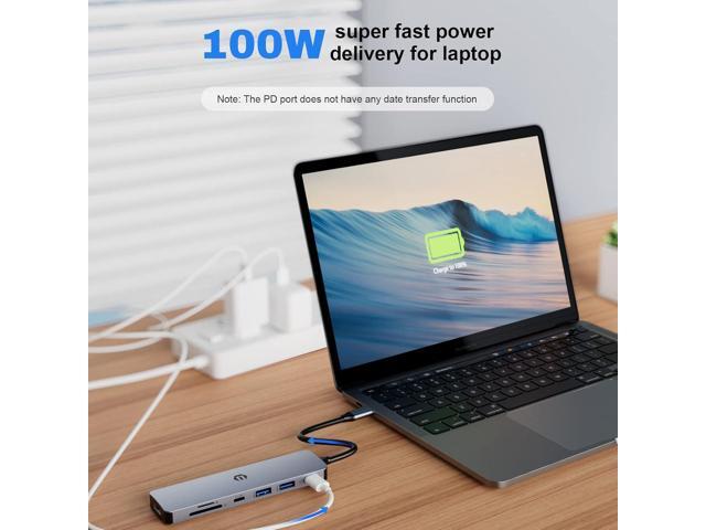 TOTU USB C Hub, 7 in 1 USB C Dock with 4K HDMI, 2 USB 3.0, USB C 3.0, 100W Type C PD, SD/TF Card Slot for MacBook Pro/Air and Other Type C Laptops