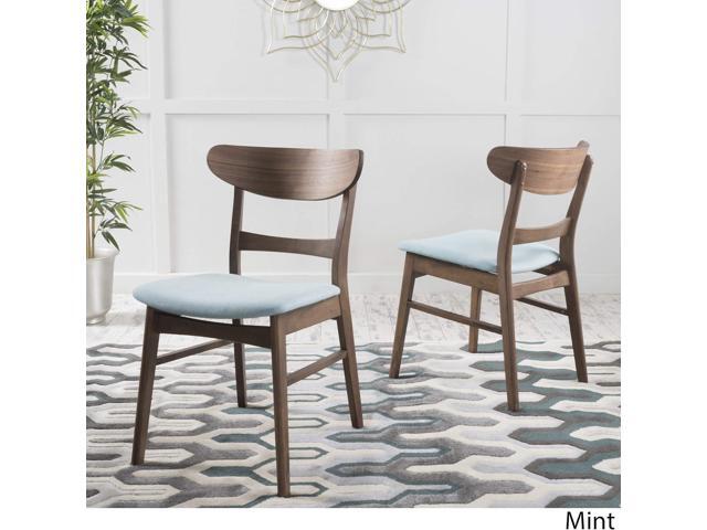 Christopher Knight Home Idalia Dining Chairs, 2-Pcs Set, Mint / Walnut Finish
