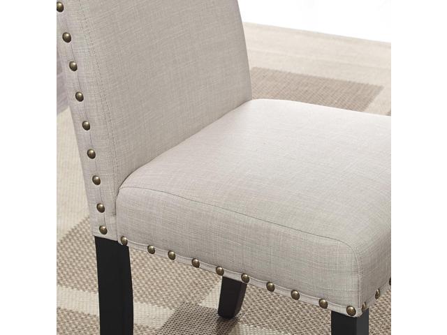 Biony Tan Fabric Counter Height Stools with Nailhead Trim, Set of 2