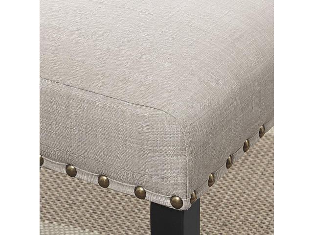 Biony Tan Fabric Counter Height Stools with Nailhead Trim, Set of 2