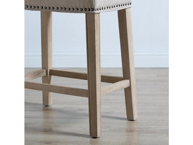 Roundhill Furniture Coco Upholstered Backless Saddle Seat Counter Stools 25.5' Height, Set of 2, Fabric, Tan