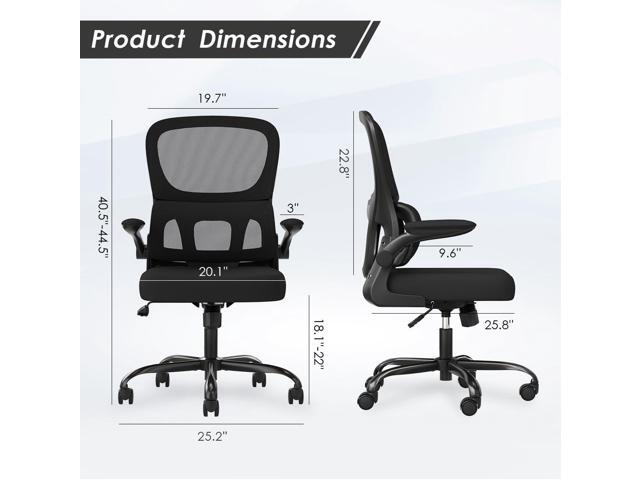 Soohow Office Chair, Mesh Ergonomic Office Chair with Lumbar Support, Comfy Swivel Computer Desk Chair with Flip Armrest Rolling Wheels for Home...