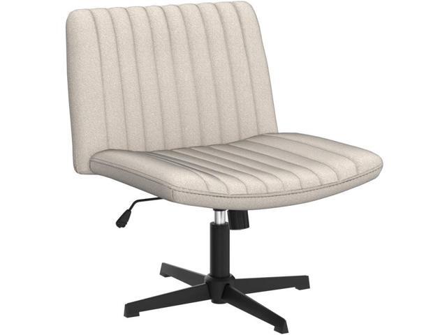 PUKAMI Criss Cross Chair,Comfy Cross Legged Office Desk Chair No Wheels,Modern Fabric Swivel Adjustable Height Mid Back Wide Seat for Home Office...