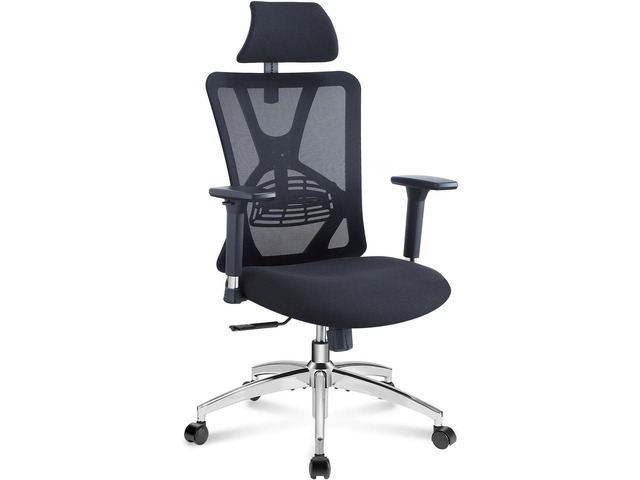 Ticova Ergonomic Office Chair - High Back Desk Chair with Adjustable Lumbar Support, Headrest & 3D Armrest - 130°Rocking Mesh Computer Chair