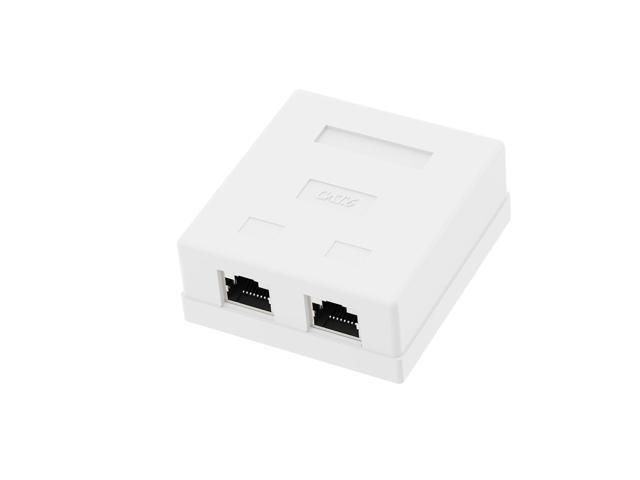 VCELINK RJ45 Surface Mount Box Shielded 2-Port, Compatible with UTP Cat6/Cat5e/Cat5 Stranded or Solid Network Cables, 5-Pack, White