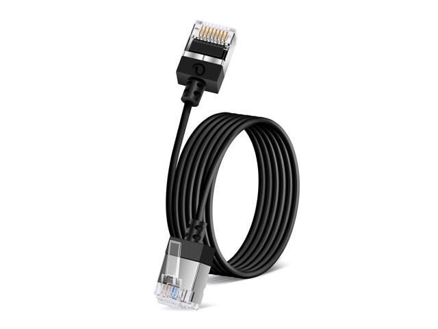 Ultra Slim Cat 6 Ethernet Cable 25 Feet, Flexible Rj45 Cat 6a LAN Cord, 10Gbps 550MHz Cat6 Network Cable for Pc, Router, Windows (Black)